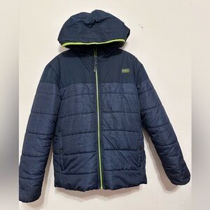Hawke & Co Kids Dark Blue Puffer Jacket with Green Trim